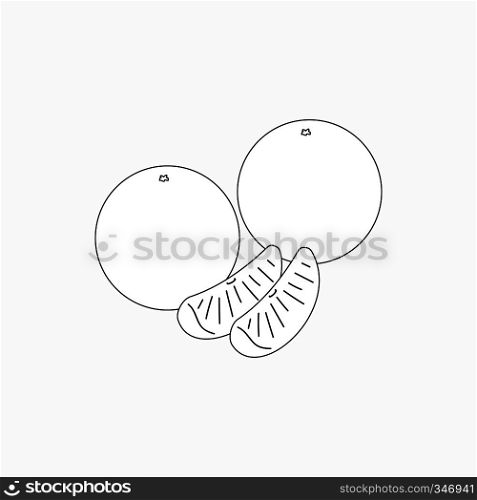 Two tangerine with two purified slices icon in isometric 3d style isolated on white background. Two tangerine with two purified slices icon