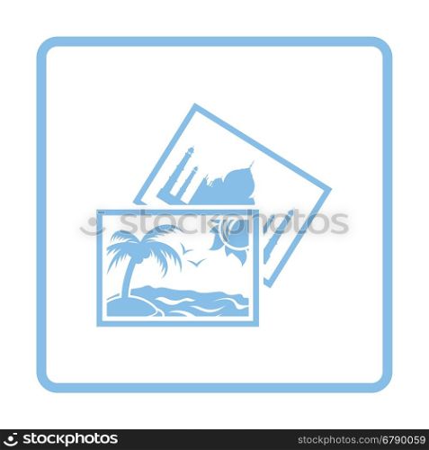Two travel photograph icon. Blue frame design. Vector illustration.