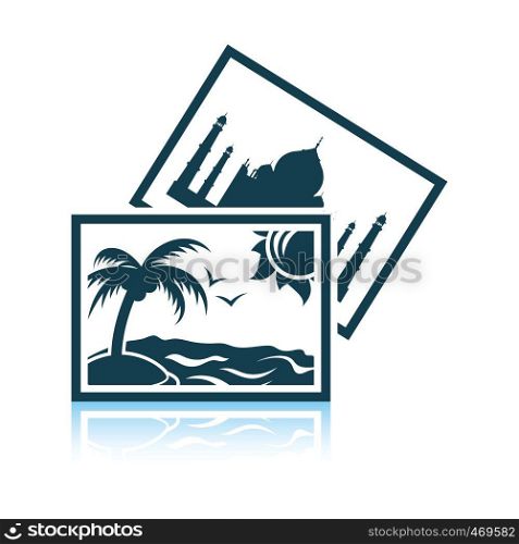Two travel photograph icon. Shadow reflection design. Vector illustration.