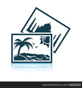Two travel photograph icon. Shadow reflection design. Vector illustration.
