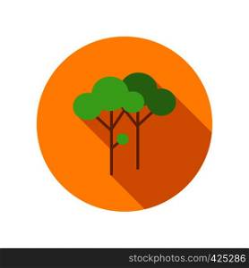 Two trees with green leaves flat icon on a white background. Ecological emblem. Two trees with green leaves flat icon