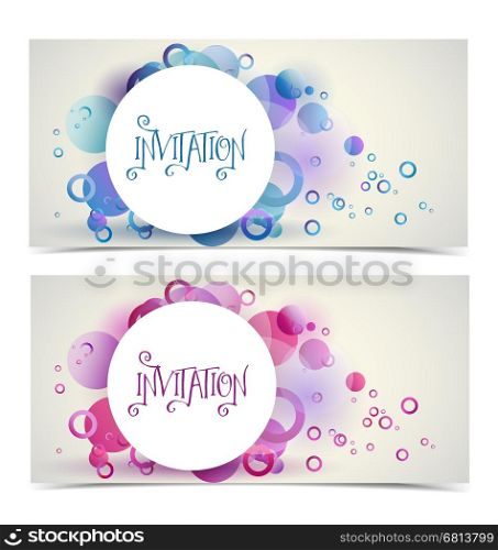 Two vector abstract greeting card, colorful circles design