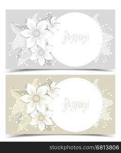 Two vector floral greeting card, flowers color design