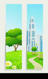 Two Vertical Banners with Nature