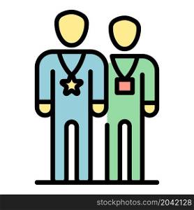 Two VIP persons icon. Outline two VIP persons vector icon color flat isolated. Two VIP persons icon color outline vector