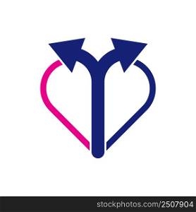 Two way arrow symbol love heart logo