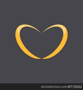 Two wedding rings in heart shape, family logo, 3d vector, eps 10