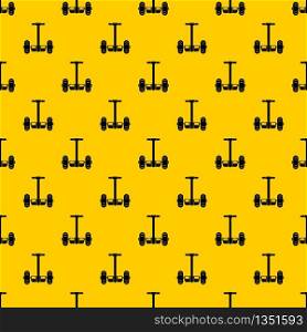 Two wheeled battery powered electric vehicle pattern seamless vector repeat geometric yellow for any design. Two wheeled battery powered vehicle pattern vector