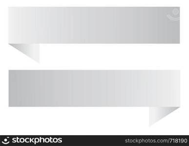 two white ribbon banner on white background. two white ribbon banner sign.