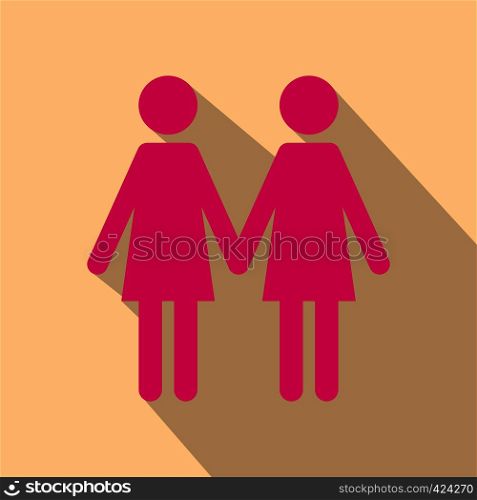 Two women flat icon with shadow on the background. Two women flat icon with shadow