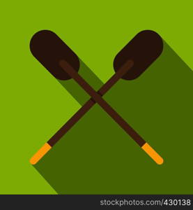 Two wooden crossed oars icon. Flat illustration of two wooden crossed oars vector icon for web. Two wooden crossed oars icon, flat style