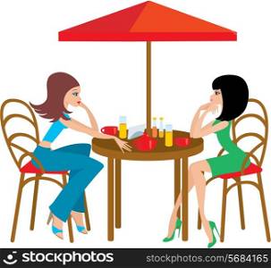 Two young woman in cafe