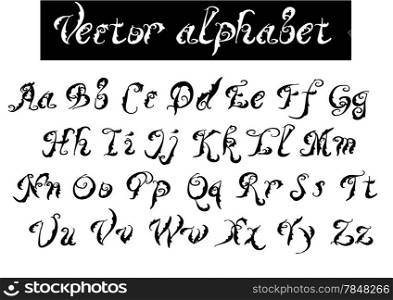 type. decorative vector alphabet isolated on white background