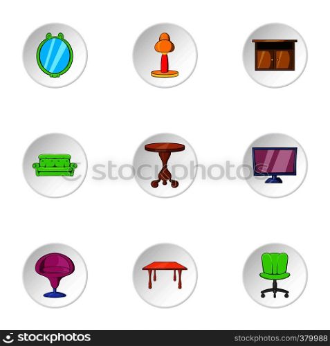 Type of furniture icons set. Cartoon illustration of 9 type of furniture vector icons for web. Type of furniture icons set, cartoon style
