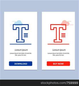 Type, Text, Write, Word Blue and Red Download and Buy Now web Widget Card Template