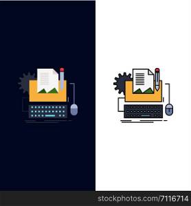 Type Writer, paper, computer, paper, keyboard Flat Color Icon Vector