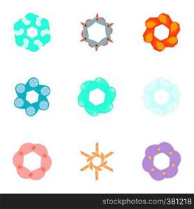 Types of artificial flowers icons set. Cartoon illustration of 9 types of artificial flowers vector icons for web. Types of artificial flowers icons set