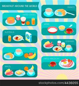 Types Of Breakfast Infographic. Different types of breakfast in the world infographic set vector illustration