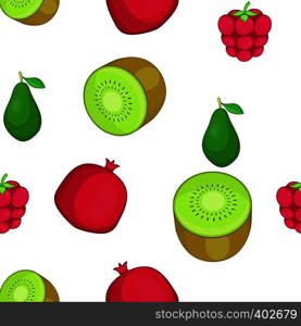 Types of fruit pattern. Cartoon illustration of types of fruit vector pattern for web. Types of fruit pattern, cartoon style