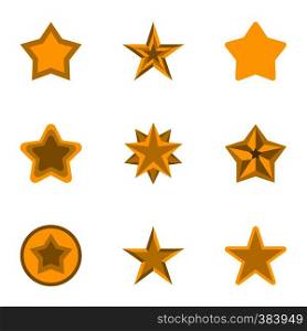 Types of stars icons set. Flat illustration of 9 types of stars vector icons for web. Types of stars icons set, flat style