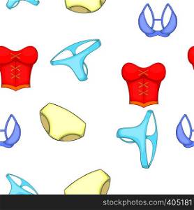 Types of underwear pattern. Cartoon illustration of types of underwear vector pattern for web. Types of underwear pattern, cartoon style