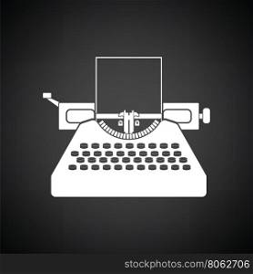 Typewriter icon. Black background with white. Vector illustration.