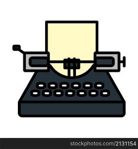 Typewriter Icon. Editable Bold Outline With Color Fill Design. Vector Illustration.