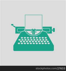 Typewriter icon. Gray background with green. Vector illustration.