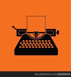 Typewriter icon. Orange background with black. Vector illustration.