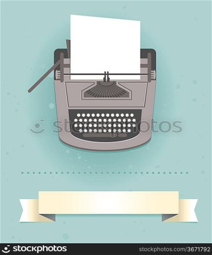 typewriter in retro style - vector card