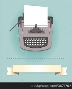 typewriter in retro style - vector card