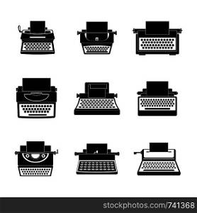 Typewriter machine keys old keyboard icons set. Simple illustration of 9 typewriter machine keys old keyboard vector icons for web. Typewriter machine keys icons set, simple style