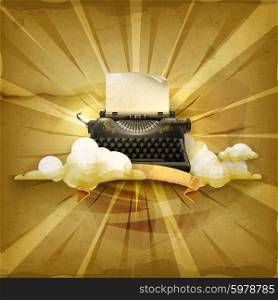 Typewriter, old style vector background