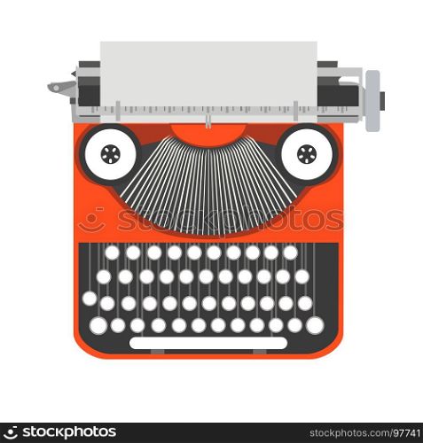 Typewriter old, vintage vector writer illustration. Retro type paper isolated. Letter machine design icon. Antique