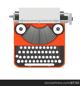Typewriter old, vintage vector writer illustration. Retro type paper isolated. Letter machine design icon. Antique