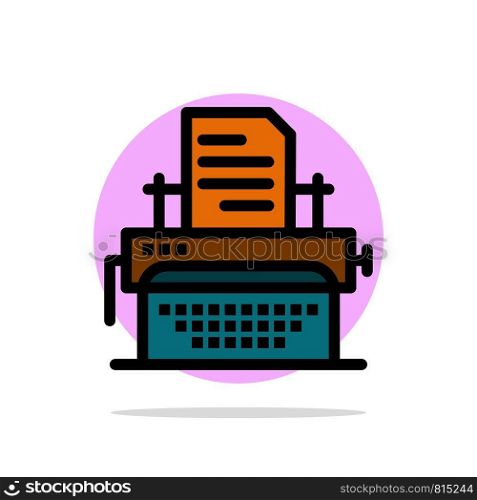 Typewriter, Typing, Document, Publish Abstract Circle Background Flat color Icon