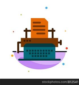Typewriter, Typing, Document, Publish Abstract Flat Color Icon Template