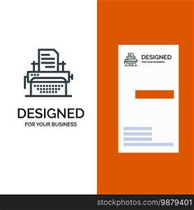 Typewriter, Typing, Document, Publish Grey Logo Design and Business Card Template
