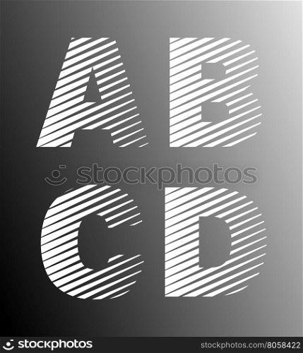 Typographic broken alphabet font template. Set of letters A, B, C, D logo or icon. Vector illustration.