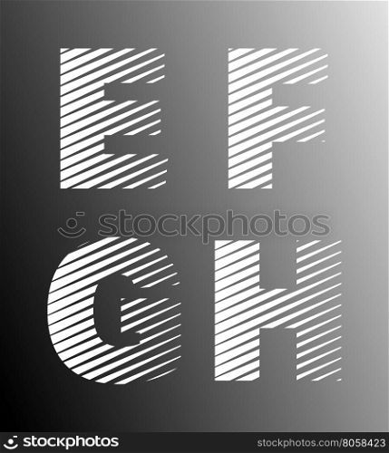 Typographic broken alphabet font template. Set of letters E, F, G, H logo or icon. Vector illustration.
