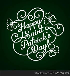 Typographic design template for Saint Patrick&rsquo;s Day with clover
