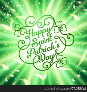 Typographic design template for Saint Patrick&rsquo;s Day with clover and festive holiday background