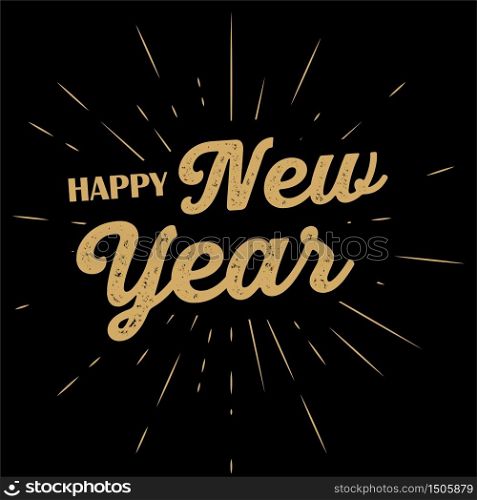 typographic illustration of Happy NEW YEAR retro label with light rays. lettering composition.. typographic illustration of Happy Mothers Day retro label with light rays. lettering composition.
