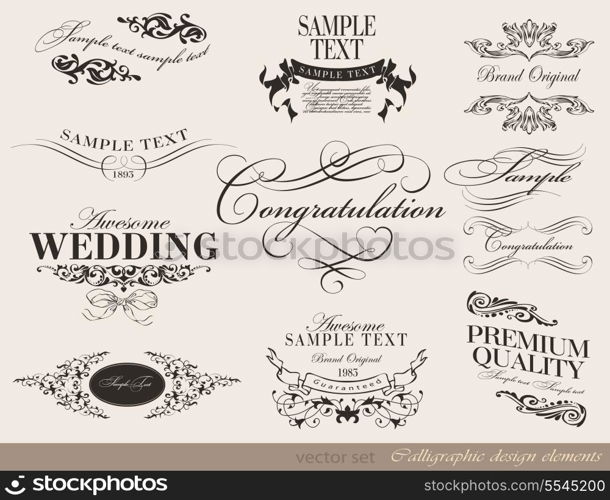 typography, calligraphic design elements, page decoration can be used for invitation, congratulation or website layout vector