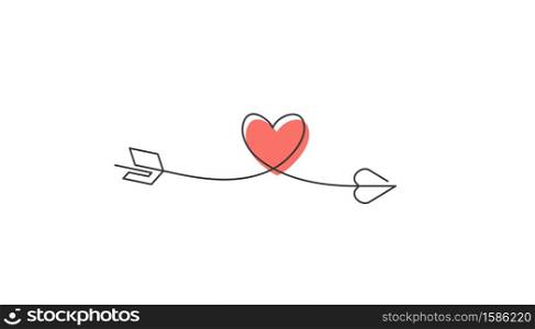 Typography heart love starts an ends with arrow.. Typography heart starts an ends with arrow