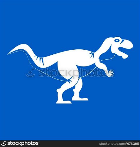 Tyrannosaur dinosaur icon white isolated on blue background vector illustration. Tyrannosaur dinosaur icon white