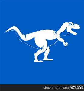Tyrannosaur dinosaur icon white isolated on blue background vector illustration. Tyrannosaur dinosaur icon white