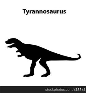 Tyrannosaurus dinosaur black silhouettes isolated on white background. Tyrannosaurus dinosaur silhouette