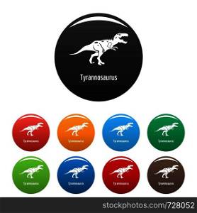 Tyrannosaurus icon. Simple illustration of tyrannosaurus vector icons set color isolated on white. Tyrannosaurus icons set color vector