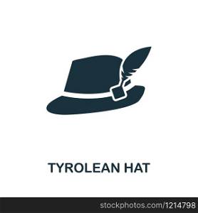 Tyrolean Hat icon vector illustration. Creative sign from oktoberfest icons collection. Filled flat Tyrolean Hat icon for computer and mobile. Symbol, logo vector graphics.. Tyrolean Hat vector icon symbol. Creative sign from oktoberfest icons collection. Filled flat Tyrolean Hat icon for computer and mobile